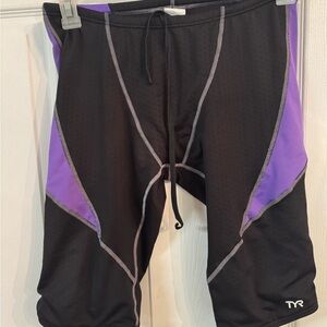 TYR Black and Purple Athletic Shorts with Sleek Design
